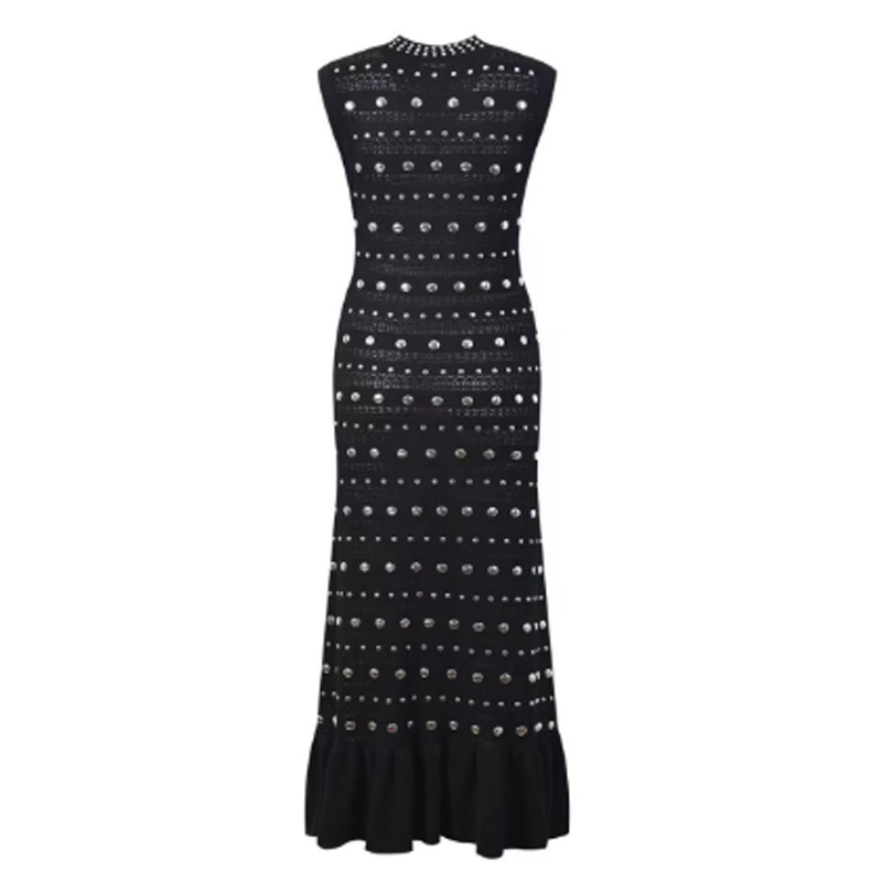 Summer Dollar Collar Sleeveless Shoulder Ruffle,Metallic Knit Dresses